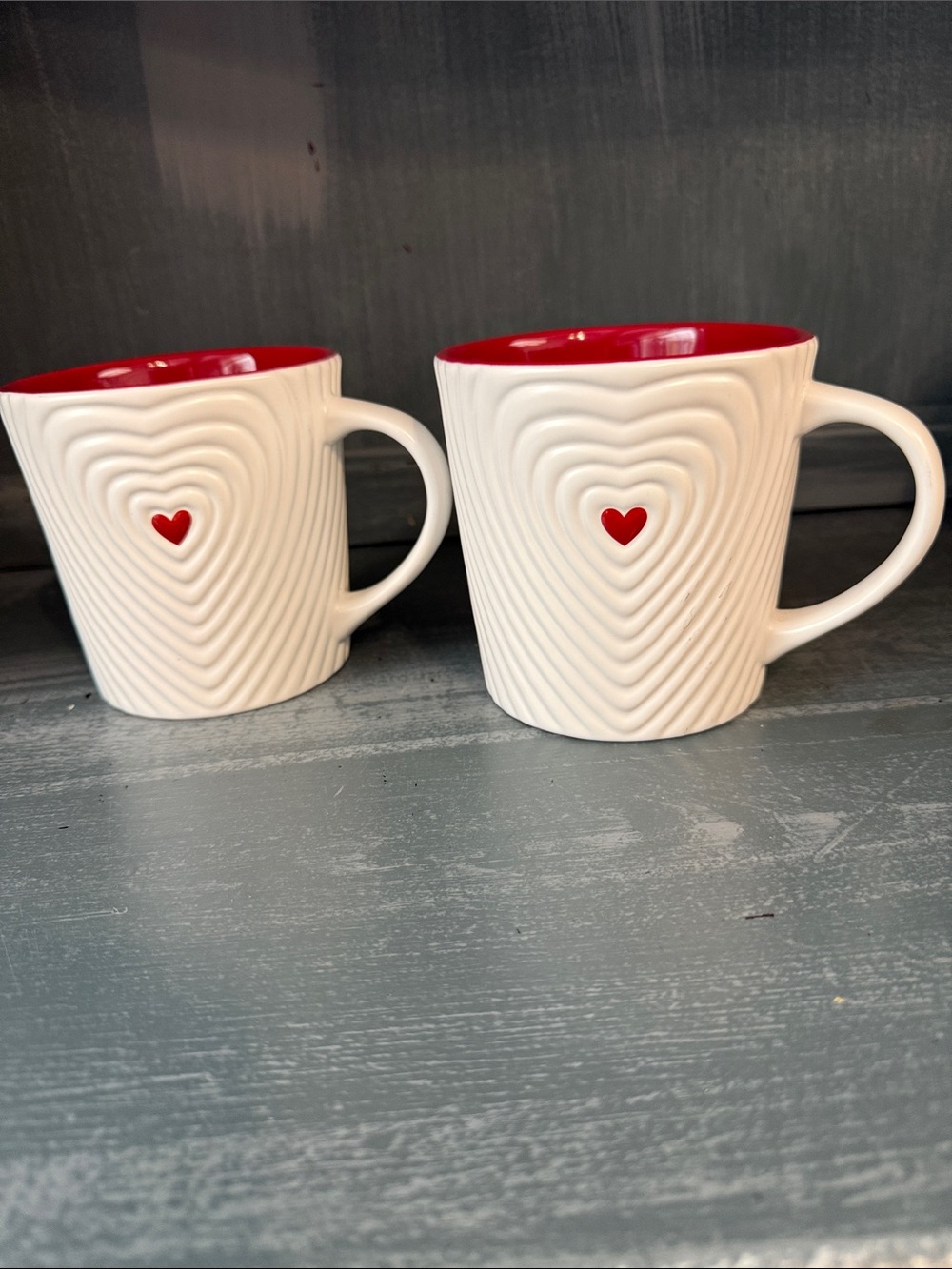 Starbucks 2008 Valentine Ripple Heart mugs